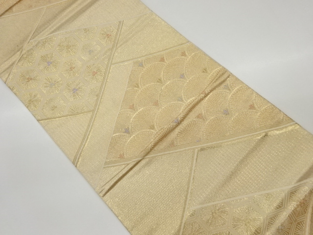 檜垣に青海波・亀甲模様織出し袋帯